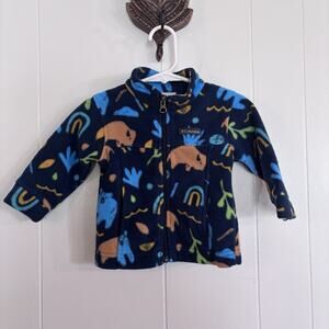 Columbia Fleece Jacket‎ Buffalo Bear Mountain Print Blue Baby 6-12 Months